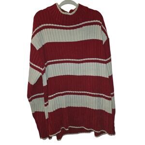 Vintage 90s PJ Mark Knit Sweater Red White Striped Mens Size XL Preppy Flaw